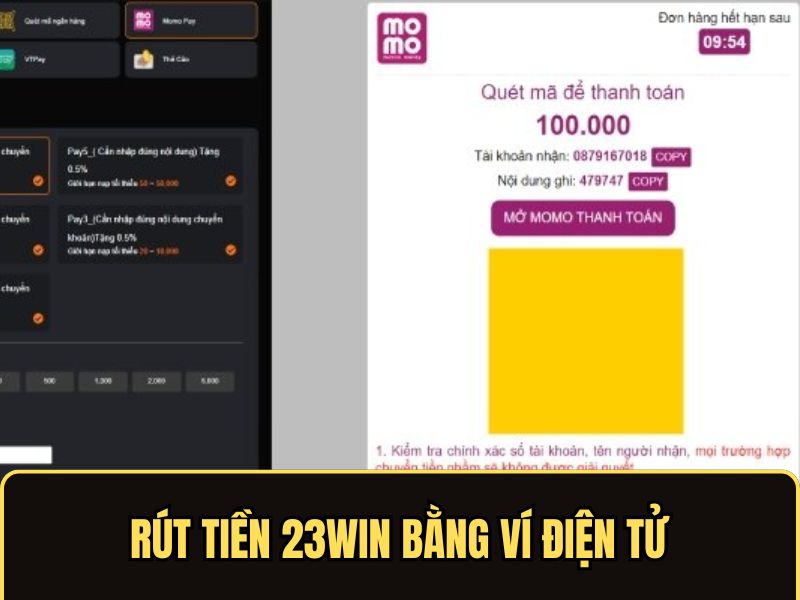 Rút tiền 23win bằng ví điện tử